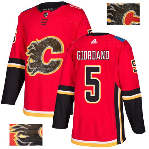 Adidas Flames #5 Mark Giordano Red Home Authentic Fashion Gold Stitched NHL Jersey